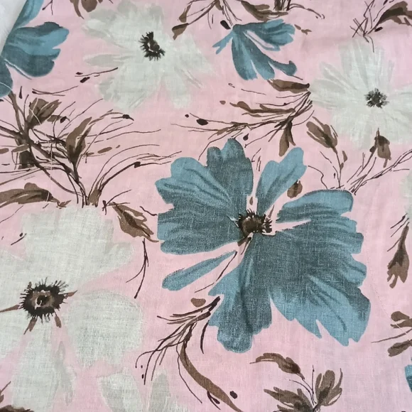 NWT PURO LINO 100% Linen Dress Made in Italy Floral Print Cap Sleeve Pockets M - Picture 9 of 17